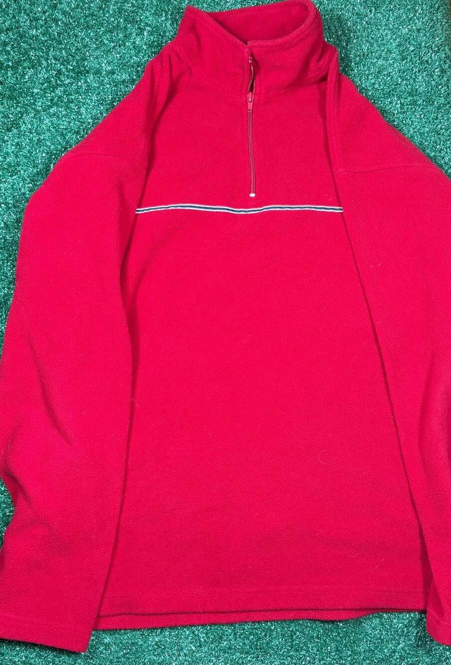 Club Athlete Half Zip Fleece Size L Red Polyester Pullover Sweater